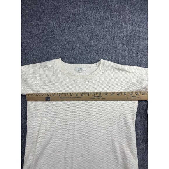 Madewell Sweater Womens XS White Waffle Knit High Low Hem Pullover Longline - Picture 3 of 6